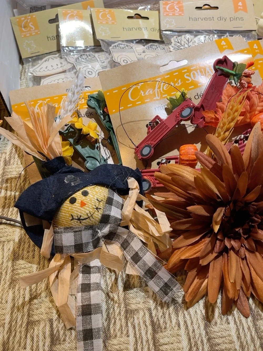 Harvest Floral & Pumpkin Craft Kit - Orange Fall Decorations